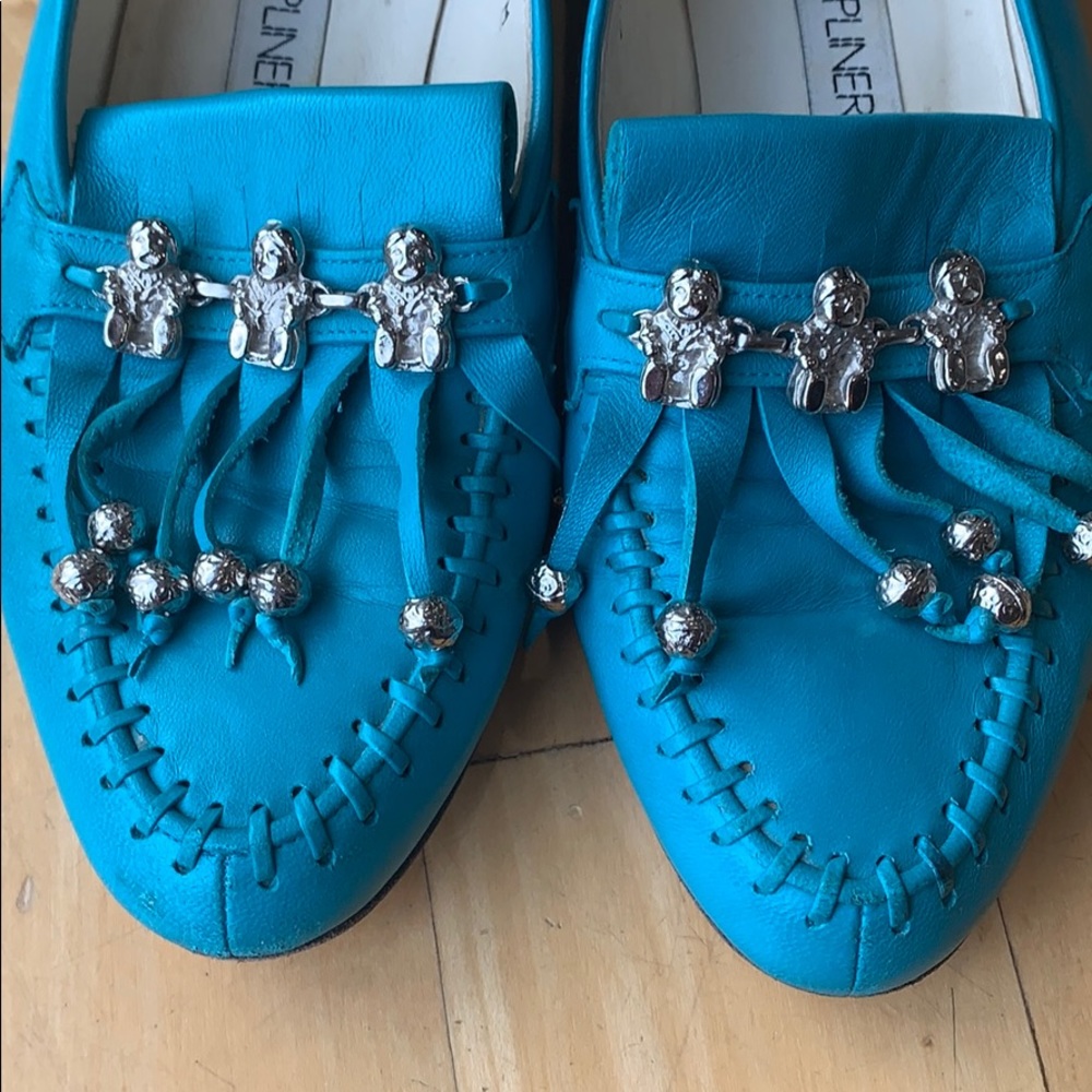 DONALD J PLINER Vintage Teal Loafer with Silver Charms - Picture 3 of 9